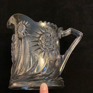 Gorgeous heavy cut glass pitcher. Perfect for  lemonade,iced tea, or mojitos